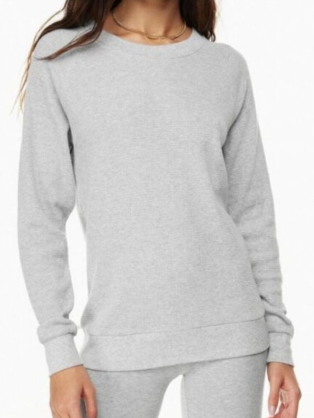 Aritzia Tna Waffle Raglan Longsleeve Grey Size Medium